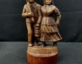 西洋老物件「法國煤礦工 夫妻」人像雕