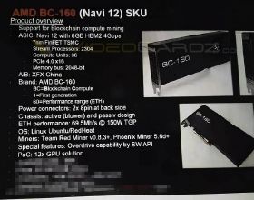 訊景BC-160礦卡曝光：AMD Navi 12 GPU核心、ETH算力72MH/s