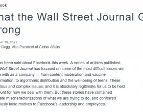 Facebook抨擊《華爾街日報》系列報道&quot;故意曲解&quot;