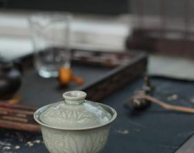 意叄陶瓷出品：耀州窯蓮荷紋蓋碗