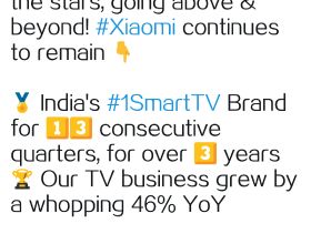 小米電視連續13個季度在印度銷量第一，業務同比增長46%