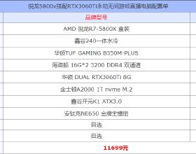 銳龍5800x搭配RTX3060Ti永劫無間遊戲直播電腦配置單