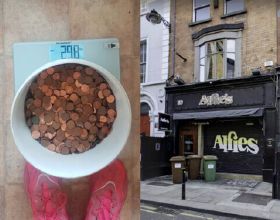 酒吧員工追討工資收到一桶硬幣 重達近30公斤