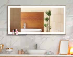 衛生間全鋁浴室櫃，搭配LED智慧鏡櫃，可調光可除霧，美翻了