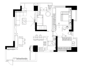 118平的現代簡約風案例，把三房改成兩房更顯寬敞