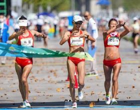 全運會-田徑：陝西隊女子20公里競走團體奪冠