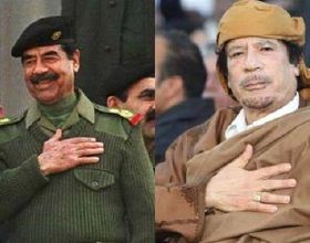 卡扎菲會見英國首相時，光著腳放了一個響屁，表達他的不屑