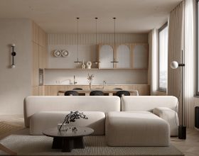 分享一套現代家居設計，奶油色的裝飾和舒適的燈光增添了時尚優雅