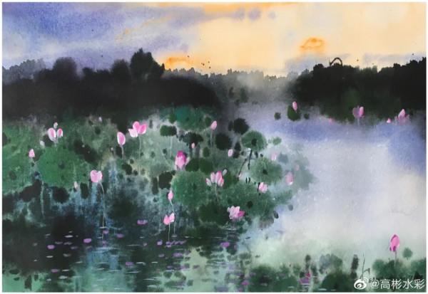 川美畢業的水彩大師，筆下繽紛的花卉、極致的風景靜物，張張迷人