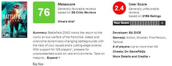 《戰地2042》M站遭使用者差評轟炸 玩家稱這已不是戰地 《戰地2042》M站遭使用者差評轟炸 玩家稱這已不是戰地