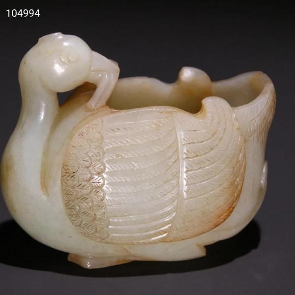 清早期 和田玉鵝如意筆洗