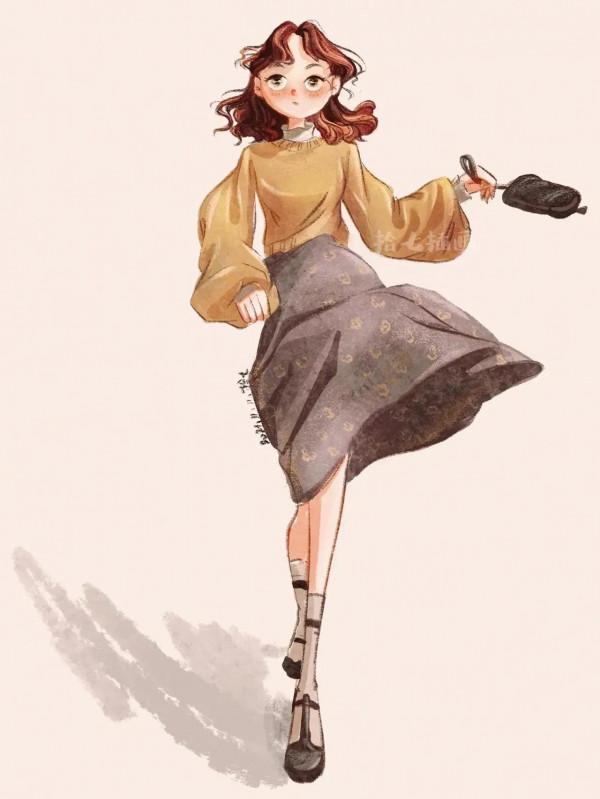 分享好看的穿搭插畫