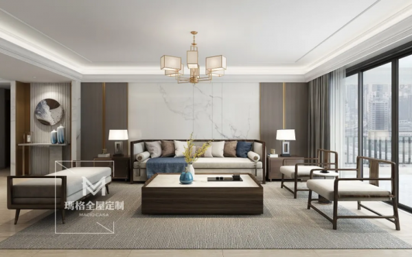 羨慕！鄰居家的262㎡新中式雅居，光玄關就甩我家的幾條街