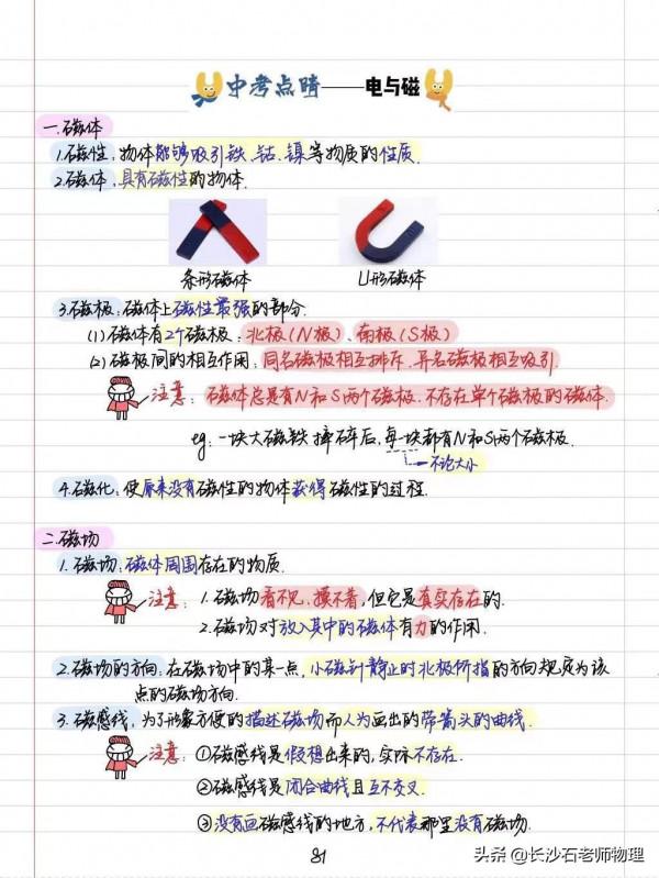 滬科版九年級全冊手寫板彩色筆記