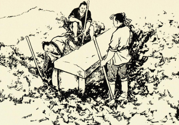 民間故事：商人奔喪，看到只有兩人抬棺，將一枚秤砣壓在了棺材上