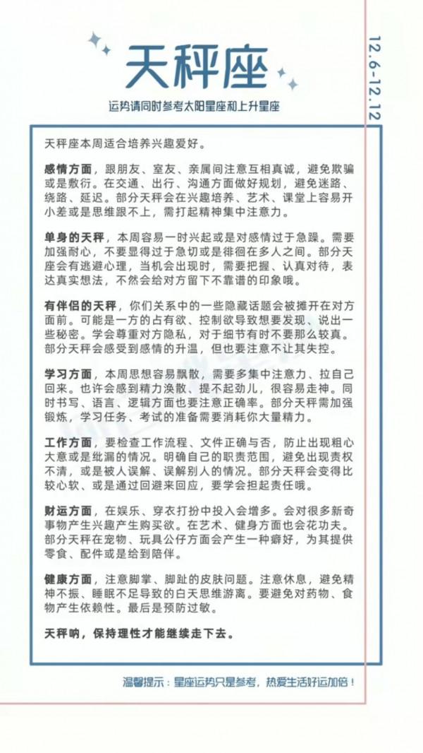 陶白白:十二星座本週運勢2021.12.06-2021.12.12 陶白白:十二星座本週運勢2021.12.06-2021.12.12