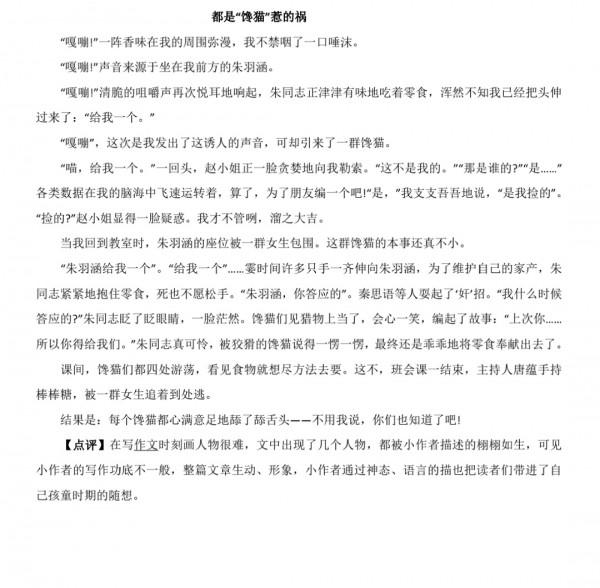 小升初優秀作文參考