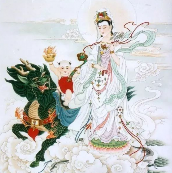 西遊記裡，文殊、普賢菩薩乘坐騎都跨著坐，為何觀音卻是側著坐？