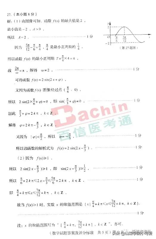 「真題+答案」2019年山東省春季高考數學試卷 「真題+答案」2019年山東省春季高考數學試卷