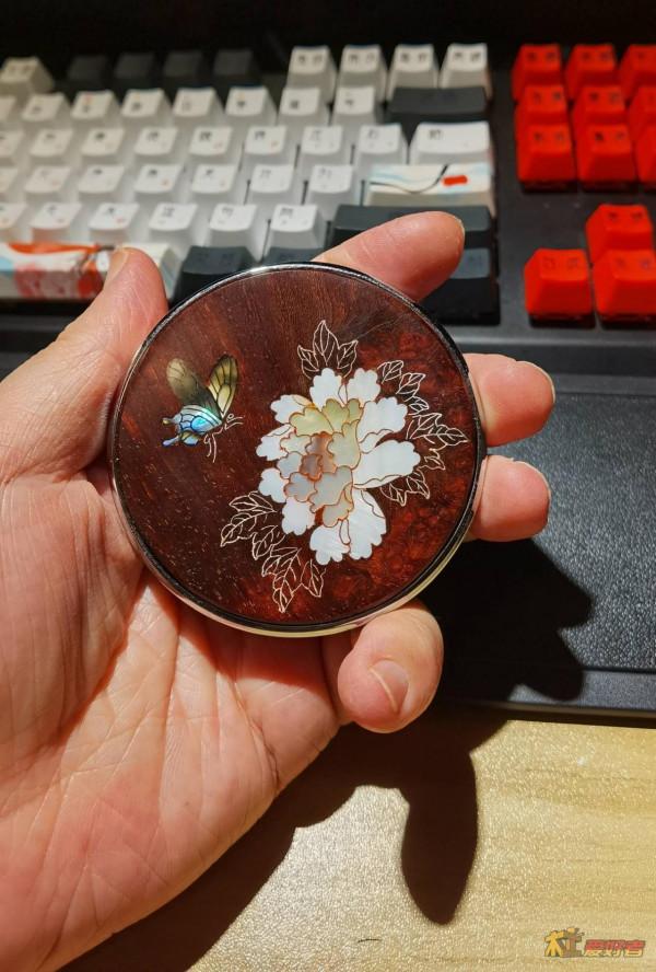 「手工造物」小葉嵌銀絲螺鈿富貴牡丹鏡