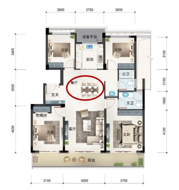 這算是滿分戶型，“四葉草”動線每1㎡都大有可為，房子越住越大