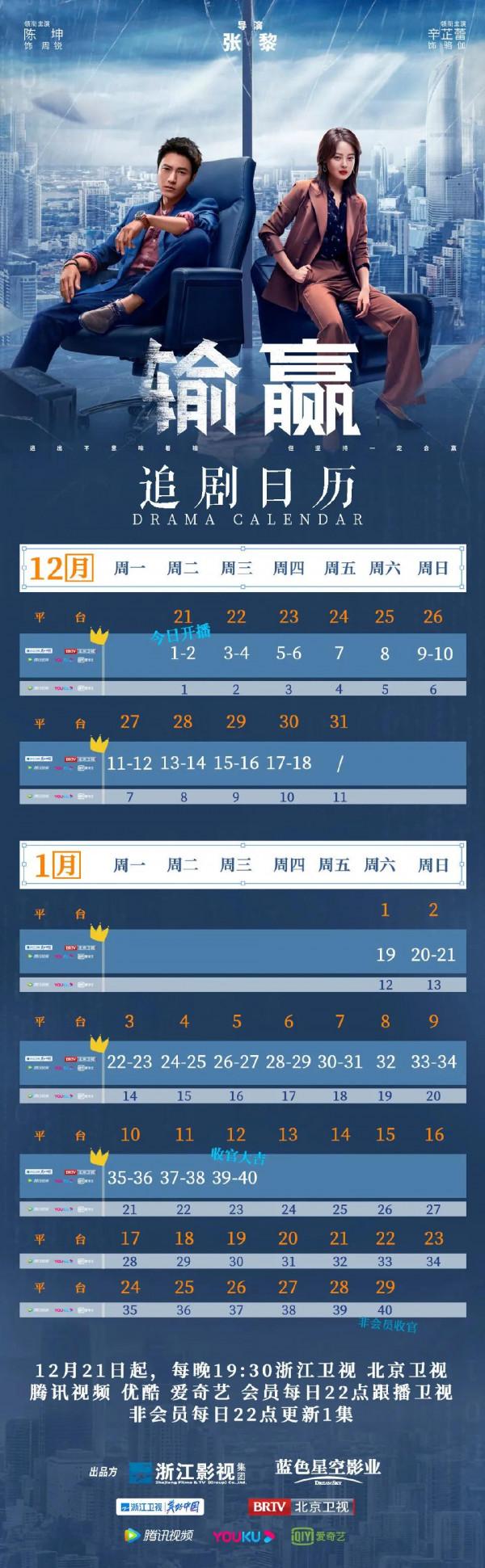 1月上旬已定檔電視劇＆12月下旬播出電視劇一覽
