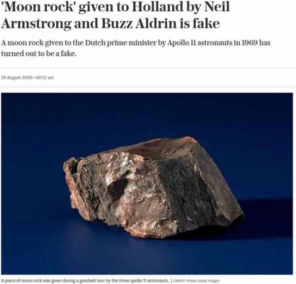 美國贈送的月岩被證實是假貨，荷蘭網友：這國際玩笑開大了