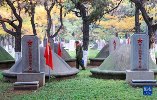 新華全媒+丨永恆的思念——志願軍老戰士和烈士家屬代表祭掃英烈