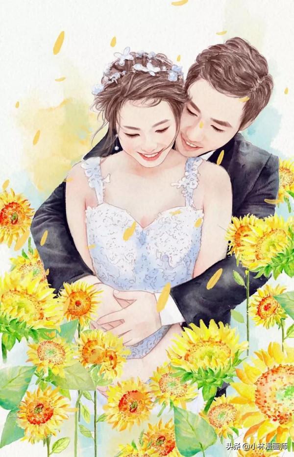 換一換你的微信頭像吧 真人手繪水彩寫實漫畫 相親相愛