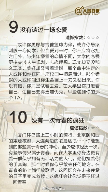 大學生遺憾排行榜 大學最遺憾的16件事 大學生遺憾排行榜 大學最遺憾的16件事