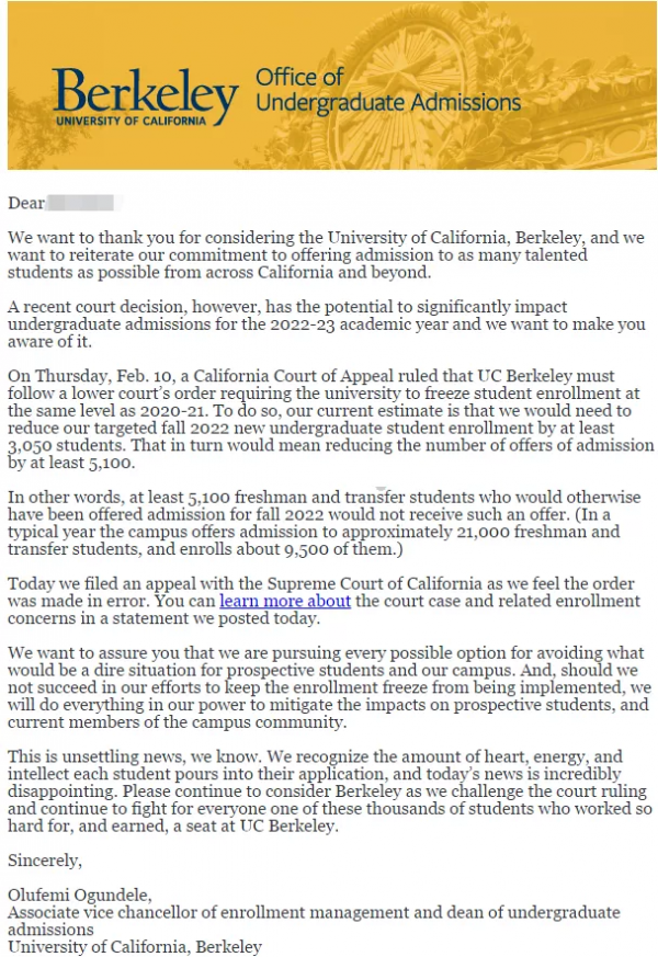 伯克利被勒令減少5100招生名額！申請難度再增