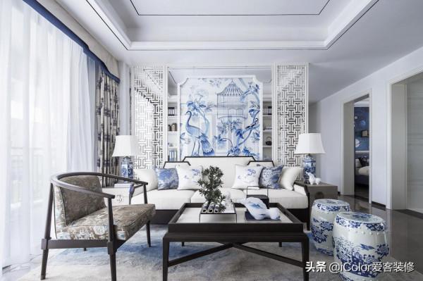 老房翻新:180㎡青花瓷之家,客廳用屏風隔出書房 老房翻新:180㎡青花瓷之家,客廳用屏風隔出書房