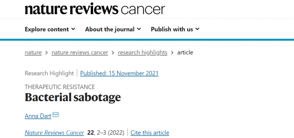 Nature Reviews Cancer | 腸道菌群與前列腺癌