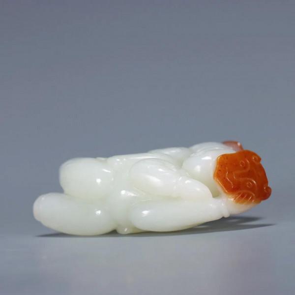 清代：和田玉「雙歡」把玩件