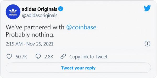 阿迪達斯與 Coinbase 和 Sandbox 建立了第一個加密合作夥伴