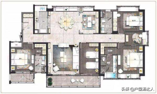 258平米為三代同堂家庭“量身定製”的大宅戶型
