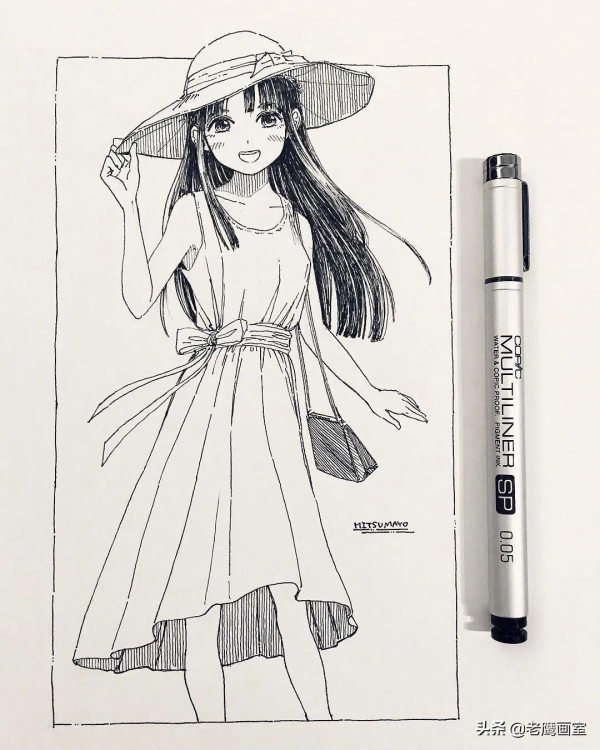 一組針管筆手繪動漫人物，非常棒的臨摹練習素材