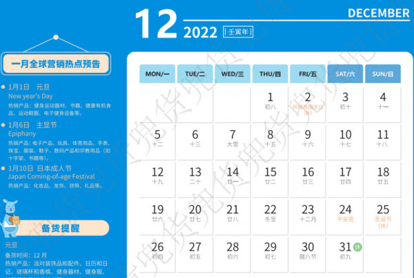 2022年跨境電商專屬檯曆!爆品推薦、備貨提醒、各國節日統統有 2022年跨境電商專屬檯曆!爆品推薦、備貨提醒、各國節日統統有