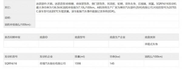 外觀個性動力強勁，奇瑞OMODA 5申報資訊曝光