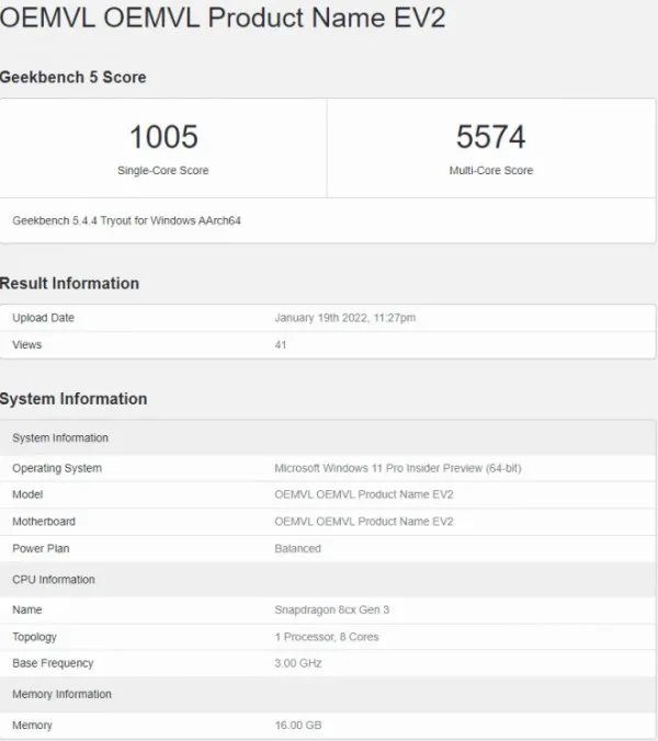 新款Surface現身GeekBench：配驍龍8cx Gen 3
