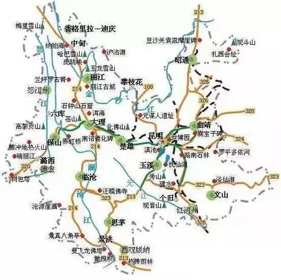 中秋國慶,自駕大神們,雲南旅遊景點分佈圖 中秋國慶,自駕大神們,雲南旅遊景點分佈圖