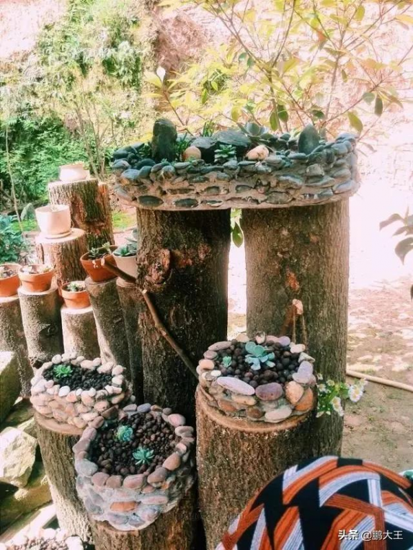 水泥石子堆做成簡易版花盆，省錢又好看，絕了