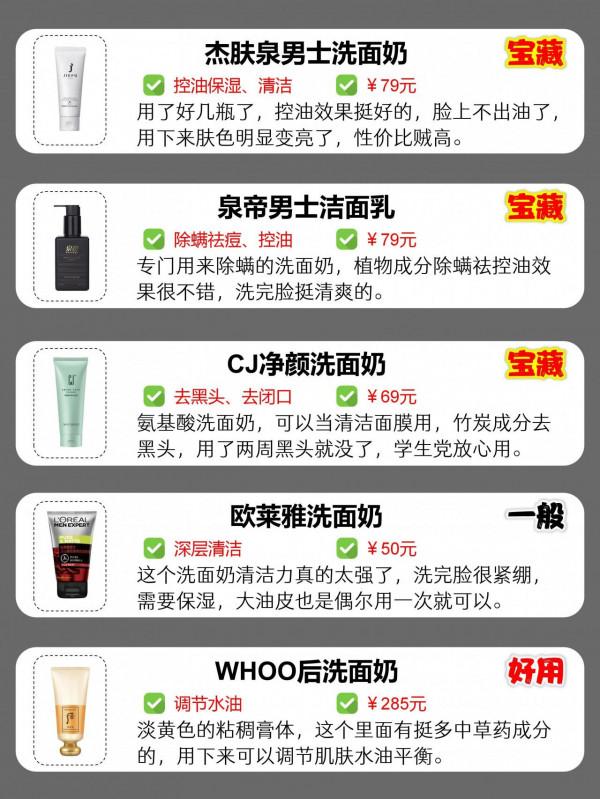 男士洗面奶排行榜！這些年的洗面奶經驗分享給你們