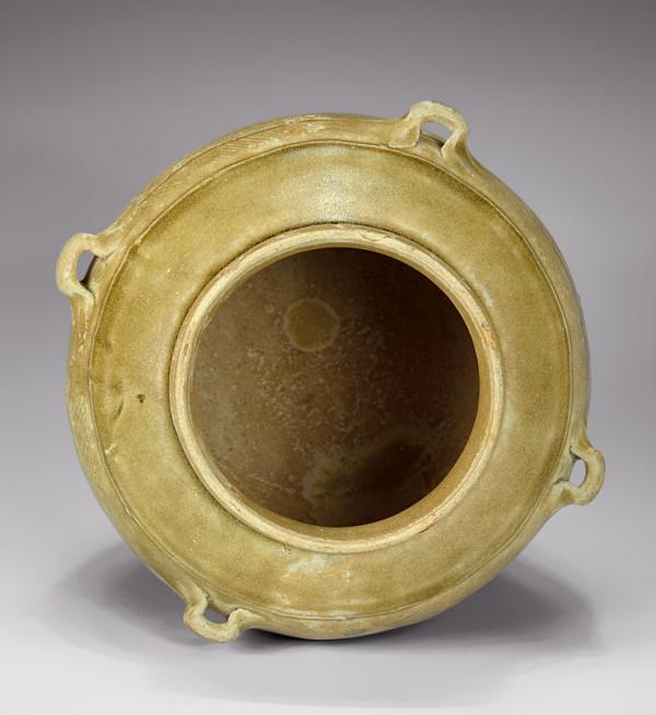 東漢青釉四系布紋罐