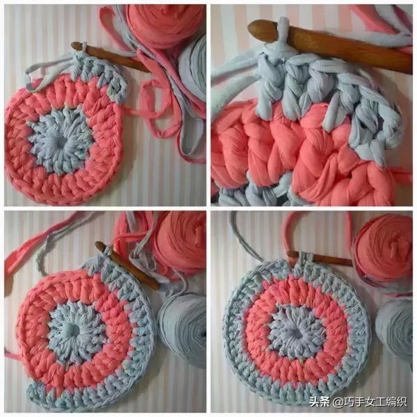 只用幾團布條線，就鉤出了好看又實用的桌墊地墊