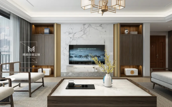 羨慕！鄰居家的262㎡新中式雅居，光玄關就甩我家的幾條街