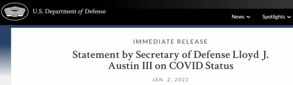 快訊！俄媒：美防長奧斯汀新冠檢測呈陽性