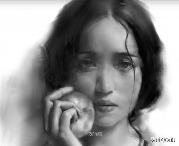 畫不多說｜人物素描「蘋果與沐恩」繪畫步驟圖