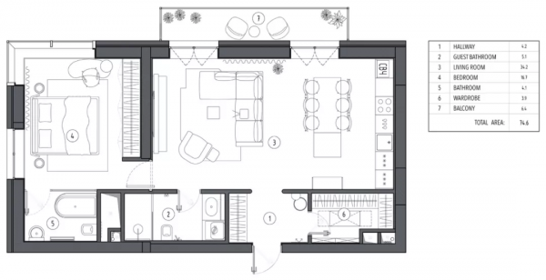 74㎡純正簡約風，全屋不見櫃，簡簡單單的優雅