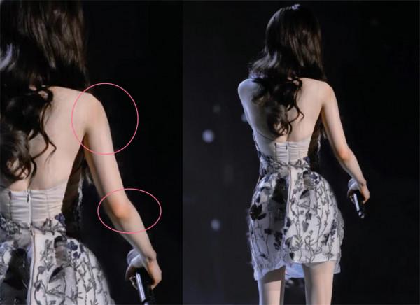 晚會造型，陳都靈復古港風失手暴露頭肩比，楊冪百花露背裙很驚豔